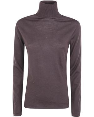 D.exterior Basic Merino Turtle Neck Sweater - Purple