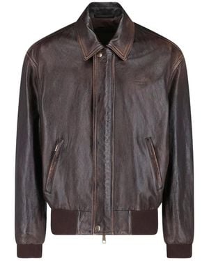 Prada Nappa Leather Bomber Jacket - Brown