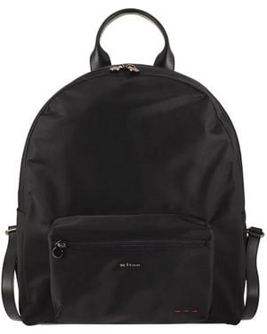 Kiton Technical Nylon And Calfskin Backpack - Black