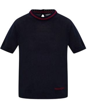 Moncler Virgin Wool Crew Neck Sweater - Blue