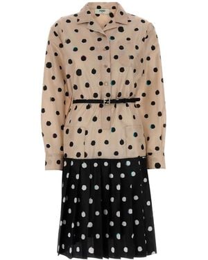 Fendi Printed Silk Dress - White