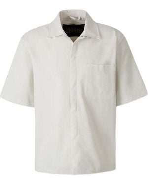 Herno Polyester Seersucker-Texture Short-Sleeve Shirt - White