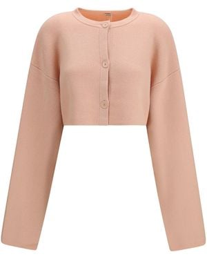 TOTEME Cropped Crewneck Cardigan With Button Fastening - White