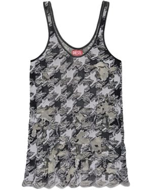 DIESEL Cotton Blend Mini Dress - Black