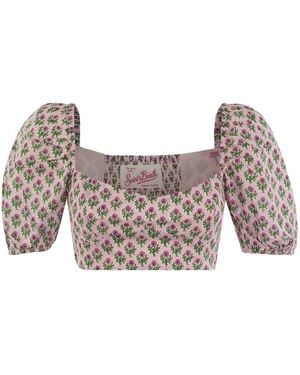 MC2 Saint Barth Crop Top With Floral Print - Pink