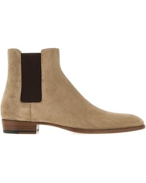 Saint Laurent Cappuccino Suede Ankle Boots For - Brown