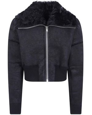 Rick Owens "Flight" Cropped Suede Jacket - Blue