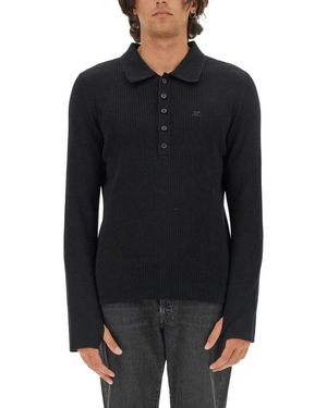 Courreges Polo With Logo - Black