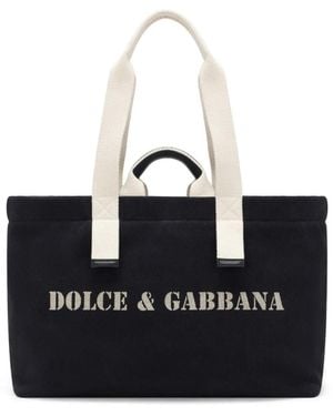 Dolce & Gabbana Logo Printed Shoulder Bag - Black