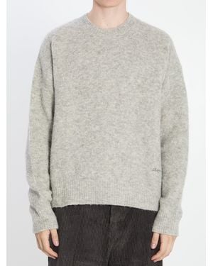 Ami Paris Melange Alpaca Blend Sweater - Gray