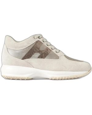 Hogan Interactive Suede Trainers With Sequins - White
