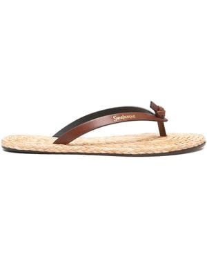 Saint Laurent Woven-Sole Leather Sandals - Multicolor