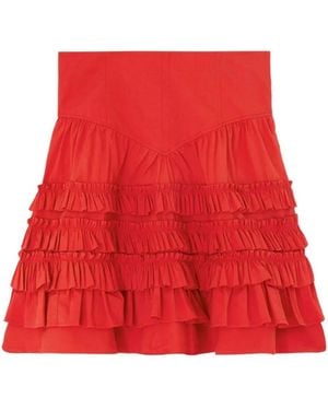 Ganni Organic Cotton Mini Skirt - Red