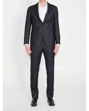 Lardini Single-Breasted Wool Blend Suit - Black