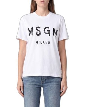 MSGM Tshirt Con Logo Pennellato - White