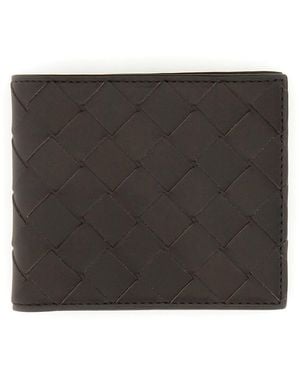 Bottega Veneta Portafoglio Bi-Fold Con Motivo Intrecciato - Black