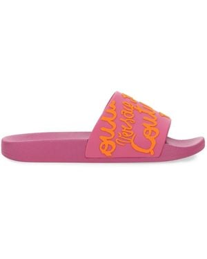 Versace Jeans Couture Slide Sandal With Logo - Pink