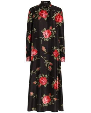 Dolce & Gabbana Dolce & Gabbana Rose Bouquet Print Twill Long Dress - Red