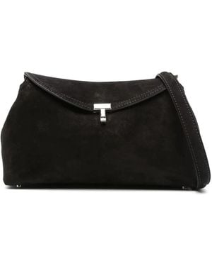 TOTEME "T-Lock" Suede Clutch - Black