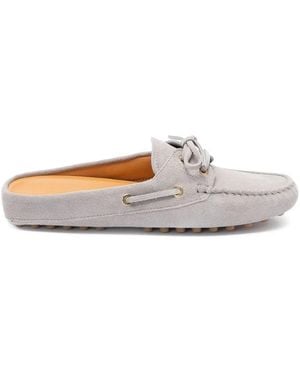 Tod's Mule Gommino Lacée En Daim Gris Glacier - White