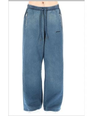 Off-White c/o Virgil Abloh Pantalone Sportivo "Distress Diag Slouchy" - Blue