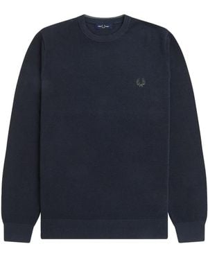 Fred Perry Cotton Logo Jersey Sweatshirts - Blue