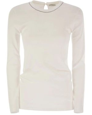 Brunello Cucinelli Top Adorned With Monili Beads - White