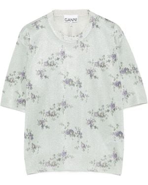 Ganni Recycled Polyester Metallic Polyester Sweater - White