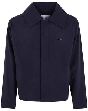 Arte' Big Collar Nylon Jacket - Blue