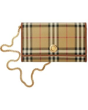 Burberry Check Chain Strap Wallet - Metallic