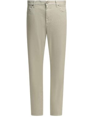 ZEGNA Roccia Linen Cotton Lycra Cotton Calf Leather Straight Leg Jeans - Natural