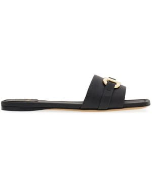 Ferragamo Leather Slide Gancini - White