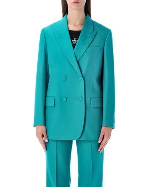 Fendi Wool Double-Breasted Blazer - Blue