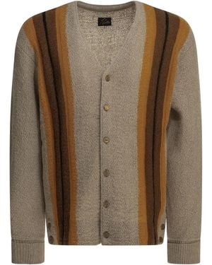 Needles Mohair Nylon Wool Striped Cardigan - Brown