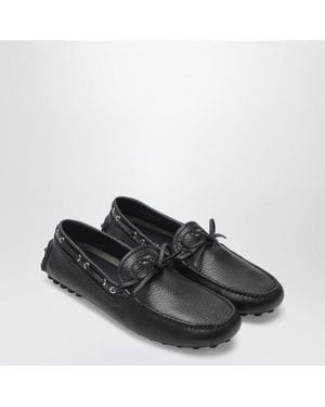 Prada Grid Leather Loafers - Black