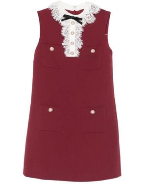 Self-Portrait Lace Collar Mini Dress - Red