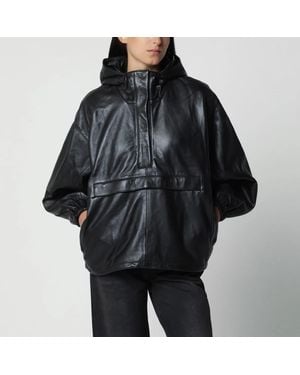 Rohe Oversized Leather Anorak - Black