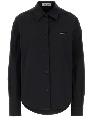 Miu Miu Stretch Poplin Shirt - Black