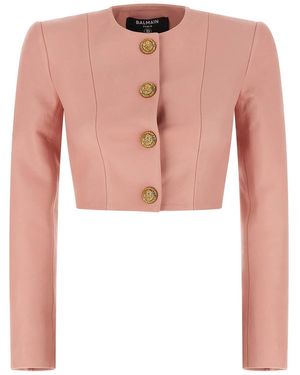 Balmain 'Testa Di Leone' Bolero Blazer - Pink