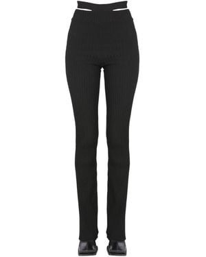 ANDREADAMO Andreadamo Ribbed Pants With Cut Out Belt - Black