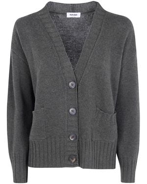Base London V Neck Cardigan Jumper - Black
