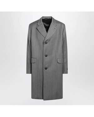 Prada Single-Breasted Wool Coat - Grey