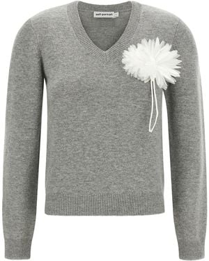Self-Portrait Self Portrait Fiore Pin Sweater - Gray