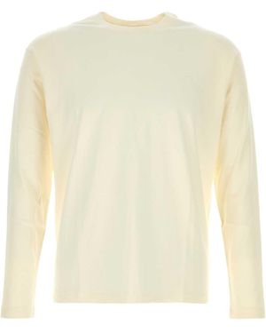 AURALEE Brushed Organic Cotton Jersey L/S Tee - White