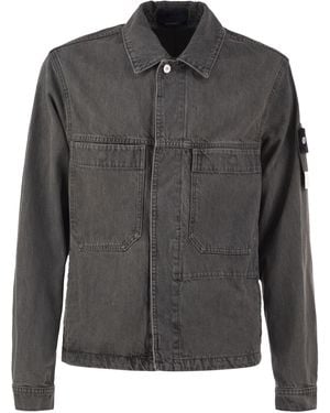 Stone Island Denim Jacket With Patch Pockets - Black
