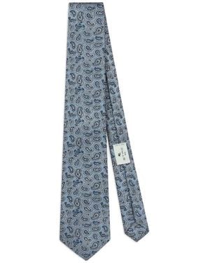 Etro Silk Jacquard Tie With Micro Paisley Motif - Blue