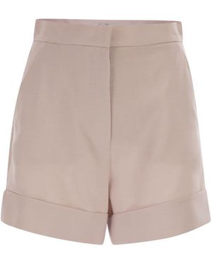 Max Mara Mohair And Silk Canvas Shorts - Natural