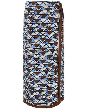 Prada Prada Pleated Midi Skirt - Blue