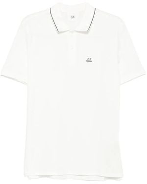 C.P. Company Stretch Piquet Short Sleeve Logo - White