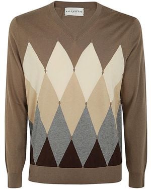 Ballantyne V Neck Pullover - Grey